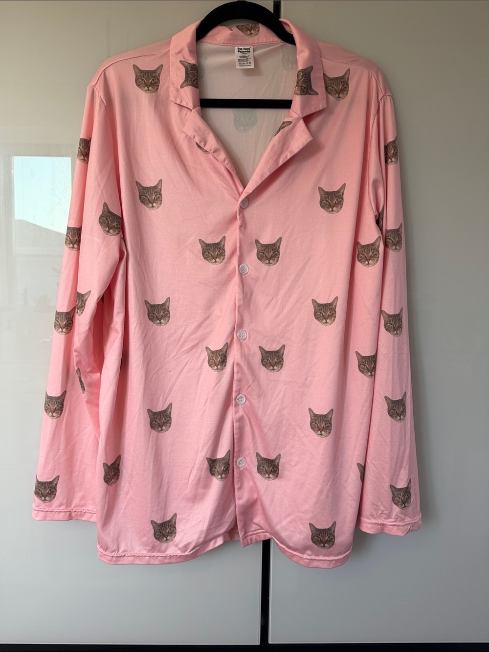 Women's Pink Cat Print Pajama set long sleeve